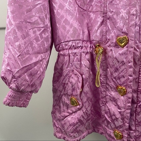 * Vintage Pink Jacket Miss Phenis Ski Full Zip with Gold Heart Retro 80s 90s - Picture 10 of 16